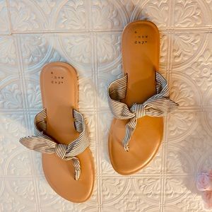 Navy & White Sailor Bow Sandals